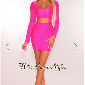 Hot Miami Style Cut Out Long Sleeves Dress
